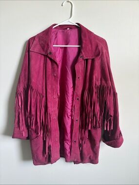 Lina Lee magenta suede fringe jacket
